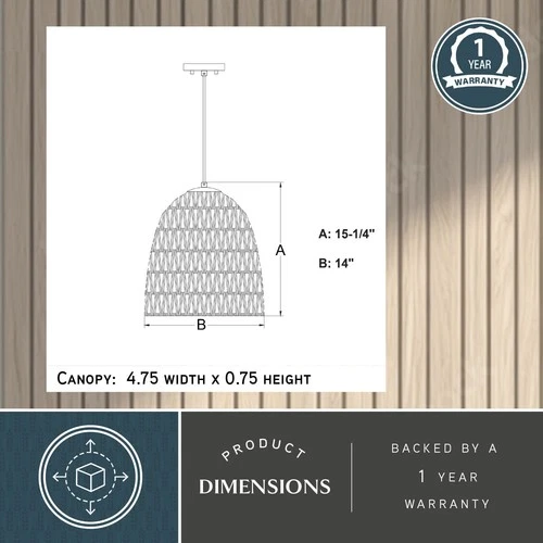 Vaxcel Lighting P0404 Nassau 14"W Pendant - Black - Picture 8 of 12