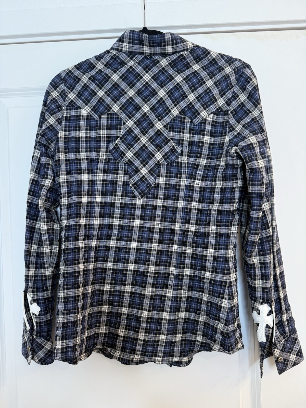 Chrome Hearts Plaid Cross Patch Button-Up Shirt B… - image 1