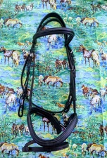 Smooth Raised Snaffle Bridle, Black Leather, With Flash, Bobby's English Tack