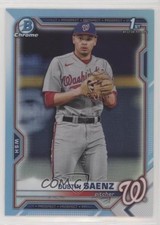 2021 Bowman Draft Chrome Sky Blue Refractor Dustin Saenz #BDC-14 1s3