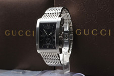 [ Box, Paper ] Gucci G Metro 8600M Chronograph Quartz SS Black Men's Watch 