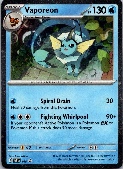 VAPOREON (COSMOS HOLO) POKEMON SCARLET & VIOLET PROMO 168 PROMO LIGHTLY PLAYED