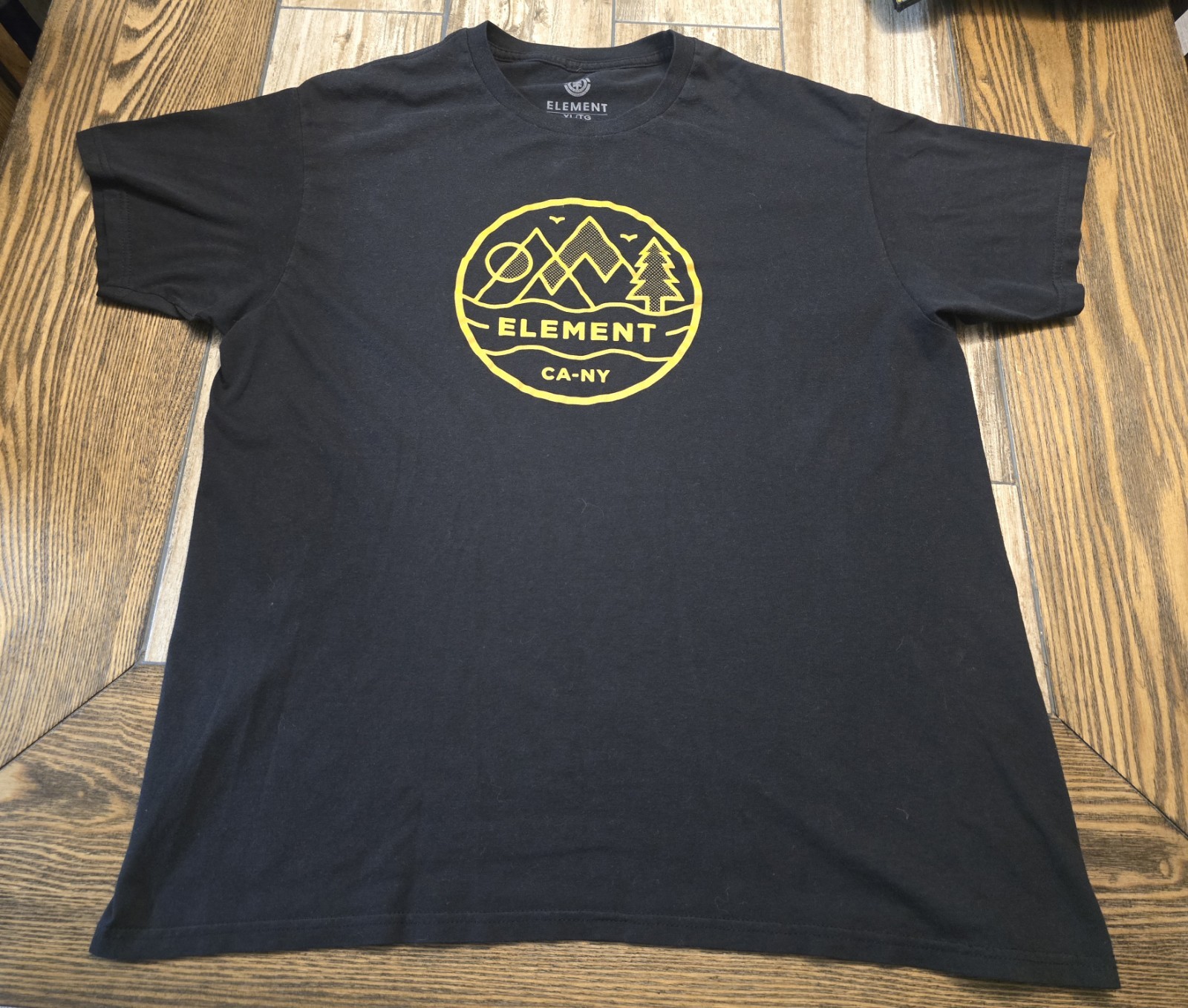 Camiseta Element CA-NY Mountain Tree Logo Gráfico Negra Para Hombre XL TG Skate Surf
