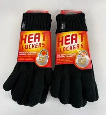 Heat Lockers Womens Large/Extra Large Thermal Gloves Black Warm Protected 2 PACK