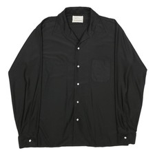 GOLDEN ARROW Herren Schwarzes Nylon Hemd L Langarm Knopfverschluss Freizeit