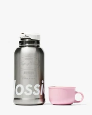 Glossier 16 oz. Pink Tumbler Holiday Gift Pink Silver SHIP TODAY For Christmas
