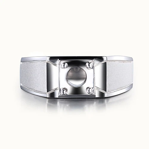 925 Sterling Silver Semi Mount Ring Setting 7mm Round Stone Men's Ring - Bild 2 von 3