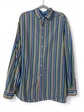 Vintage Polo Ralph Lauren XXL Shirt Made in Hong Kong 90s Multicolor Stripe 120s