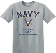 USS TRIPOLI LHA-7  AMPHIBIOUS NAVY EAGLE SHIRT. OFFICIALLY LICENSED