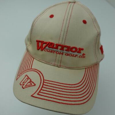 Warrior Custom Golf Beige Red Adjustable Adult Hat Cap 