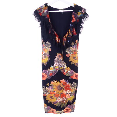 ROBERTO CAVALLI dress dress lace floral black multicolor size IT 42 DE 36