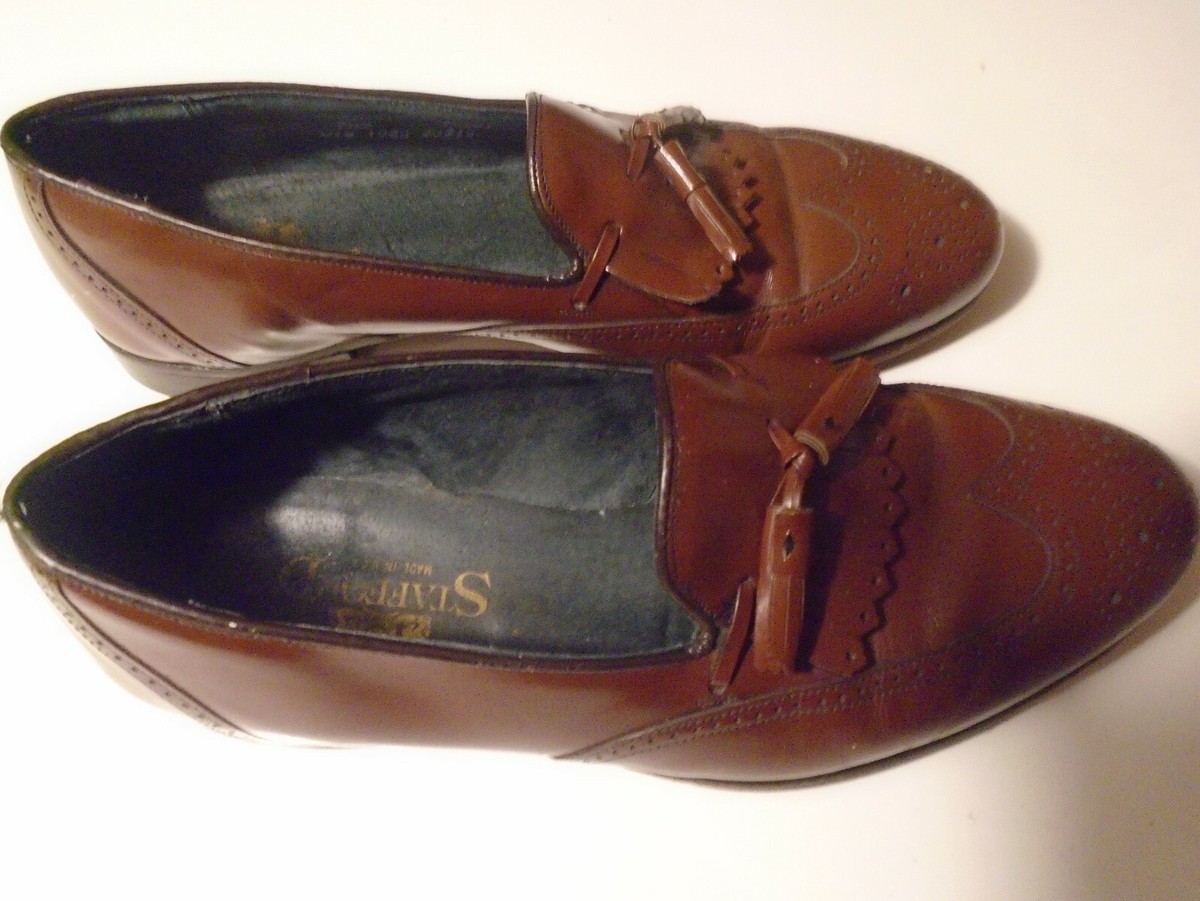 Sears Vintage Loafers Men Size 9.5D Brown Leather Made In Italy Cole Haan Mens Buckle Glossy Brown Loafers Size 9.5 D Made  main image 2