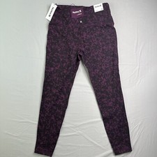 Hurley Womens Leggings Medium 28x27 Reversible Purple Black Yoga Pants NWT
