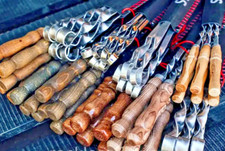 Edelstahl-Spieße mit Holzgriff, Schaschlikspieße, Grillspieße, BBQ- Spieße.