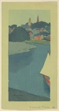 Ipswich Town : Arthur Wesley Dow : 1893 American Colored Woodcut Landscape Print