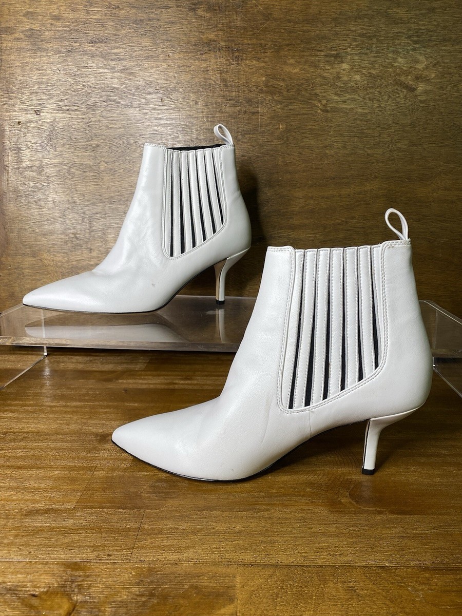 DVF Boot Mollo Chelsea Bootie White Leather Diane von Furstenberg