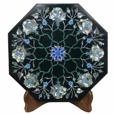 12" Black Stone Inlay fine Marble Center Coffee Table Top Octagon Malachite o57
