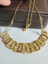 New Genuine 18K 750 Dubai Gold Beads Ball Rectangle Necklace 16 Inch 7.64g