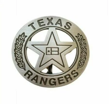 Replica Texas Rangers Badge Company B Old West Western Silver Badge