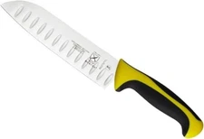 Mercer Culinary Yellow Millennia Colors Handle, 7" Santoku Knife Granton Edge