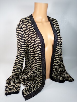 ミッソーニ ヴィンテージ ニットジャケット　ｗ1526-0331-1-2 Vintage MISSONI Gold Metallic Knit Zig Zag Open Front Cardigan Y2K