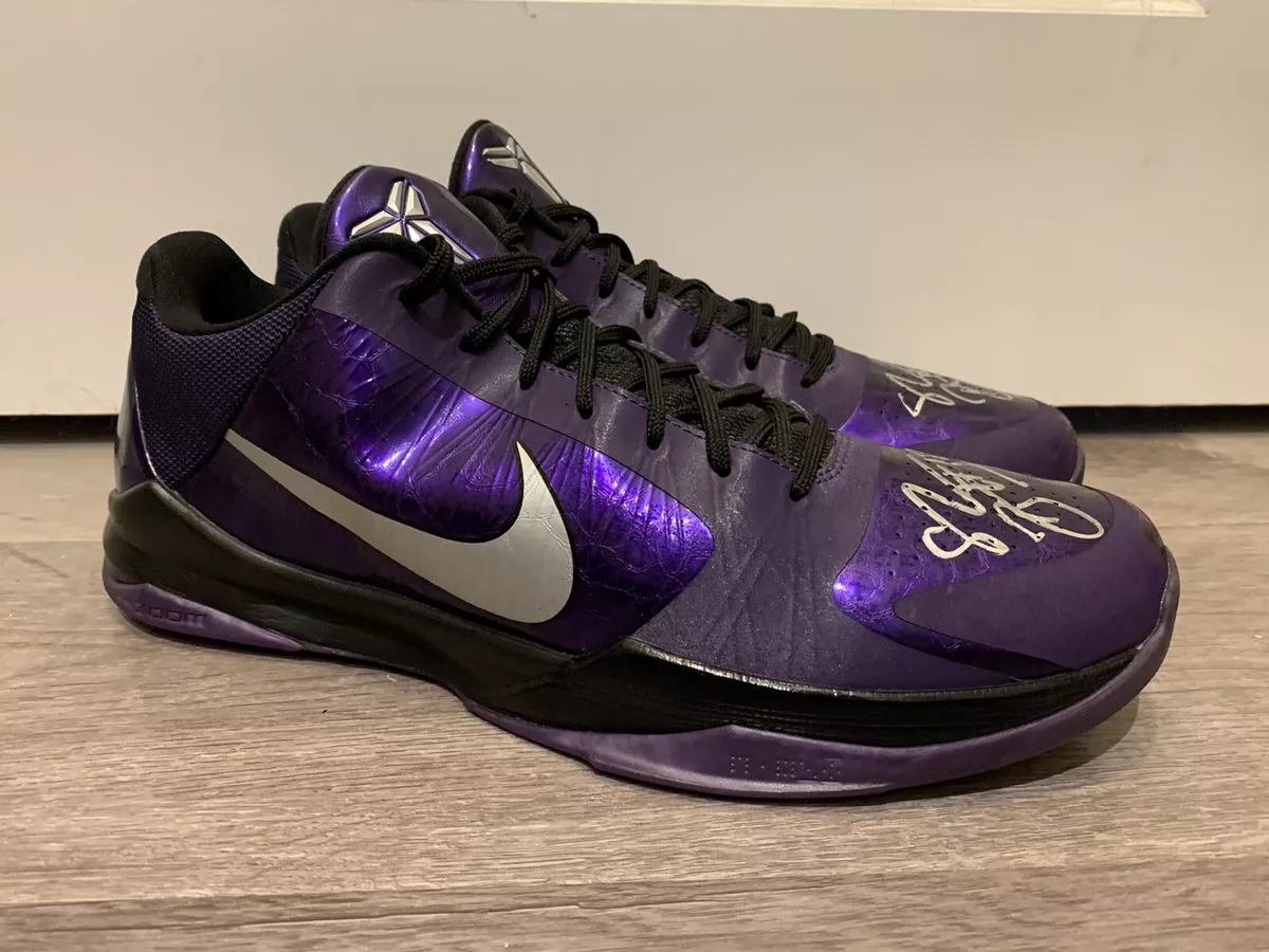 RARE 🔥 NIKE ZOOM KOBE 5 PURPLE INK PE PROMO SAMPLE AUTOGRAPHED BY SHANNON BROWN