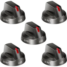 5X OEM DG64-00473B Black Stainless Steel Oven Gas Stove Knobs For Samsung Range
