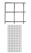 Set of 2 Wire Grid Panels 2' x 4' Chrome Retail Display Gridwall Double Wire