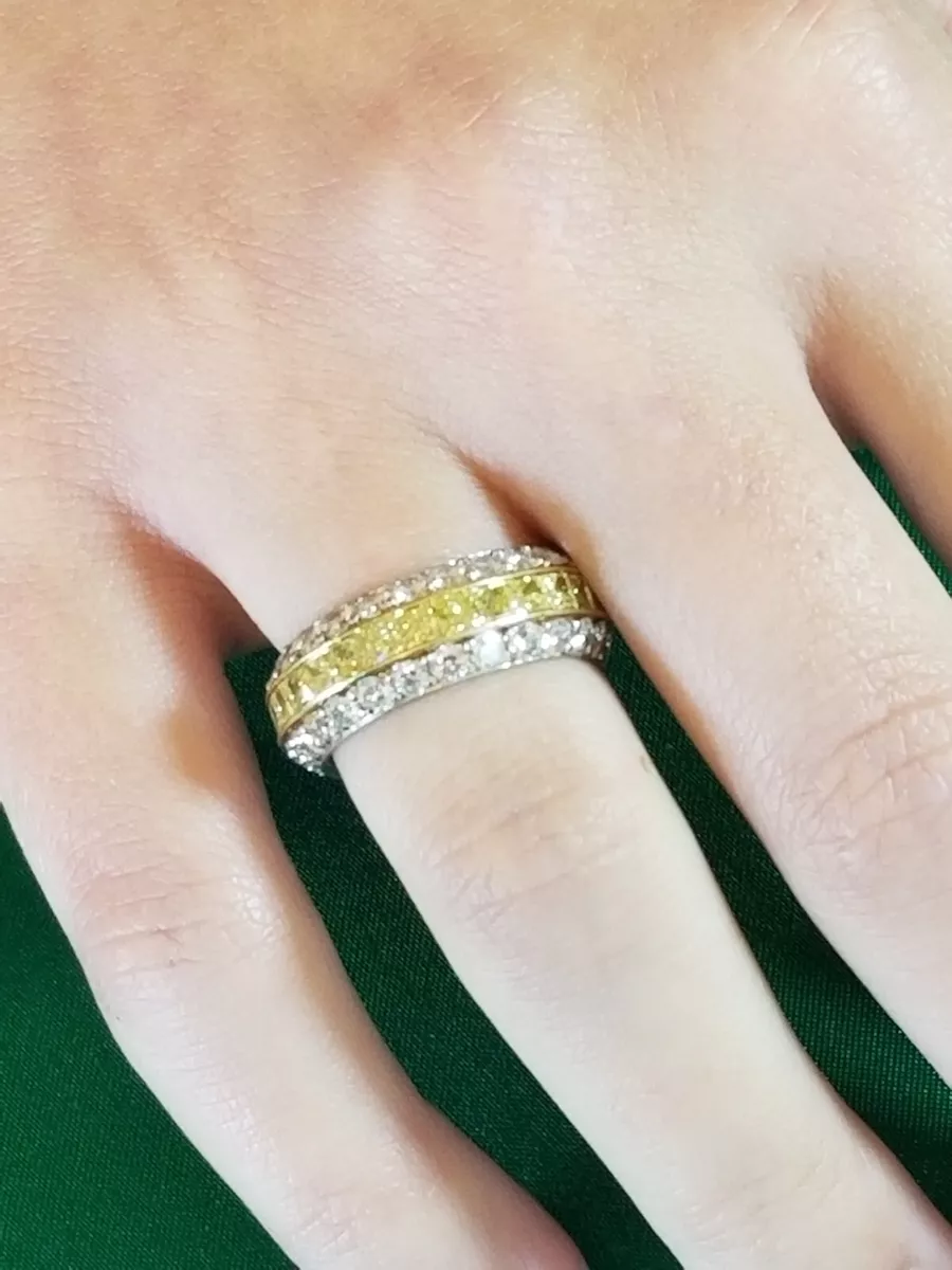 MICHAEL BEAUDRY HANDMADE PLAT. 18KT YEL. RING W FANCY YELLOW