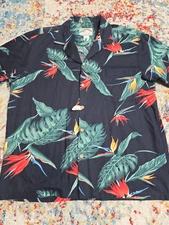 Vintage 90's Paradise Found Men's Hawaiian Shirt Size L/XL Floral 100% Cotton