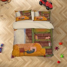 3D Sofa Cat Painting Kids Quilt Cover Set Duvet Cover Bedding Pillowcases
