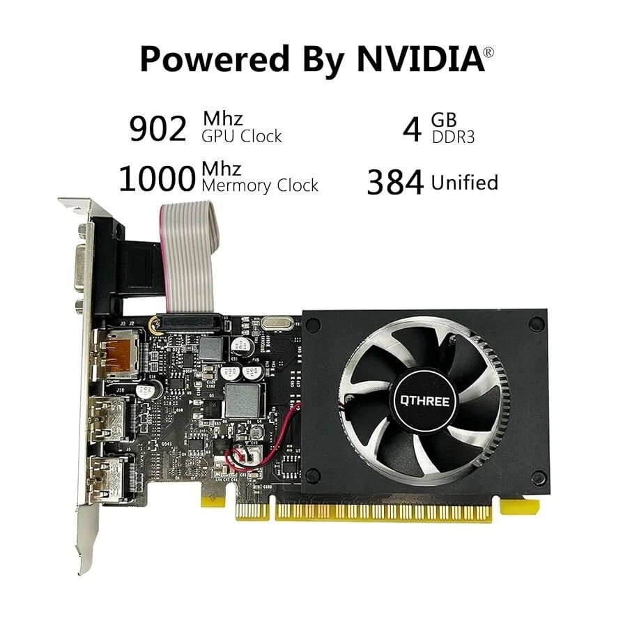 QTHREE GeForce GT 730 4GB DDR3 Low Profile Graphics Card, 2X HDMI, DP, VGA, PCI - Image 2 of 2