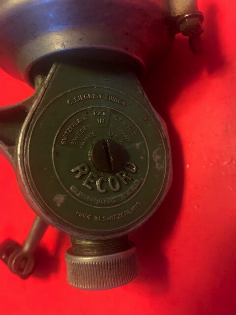 VERY RARE VINTAGE RECORD SPINNING REEL MADE IN SWITZERLAND VERY RARE VINTAGE RECORD SPINNING REEL MADE IN SWITZERLAND