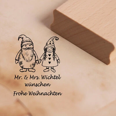 DEKOLANDO Stempel Mr. & Mrs. Wichtel wünschen Frohe Weihnachten Motivstempel 38x48 mm Xmas