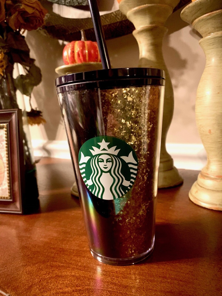 Starbucks Exclusive Holiday 2020 Black/Gold Glitter 16oz./Grande Tumbler Cup  | eBay