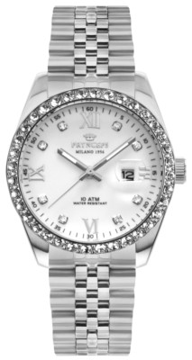 Orologio Pryngeps acciaio da donna zirconi Data 100 mt corona vite  president | eBay