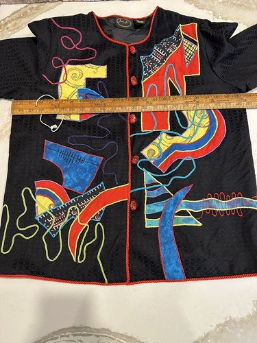 Julia Kim Women’s Embroidered Patterned Kimono Style Jacket Black Size Medium - Picture 4 of 20