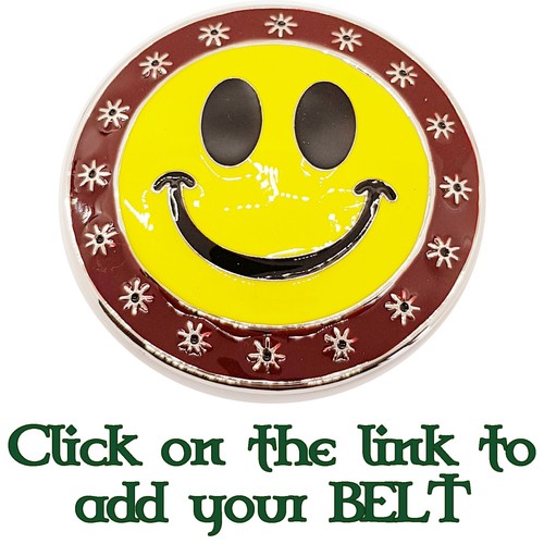 Smiley Face Belt Buckle Chrome Enamel 