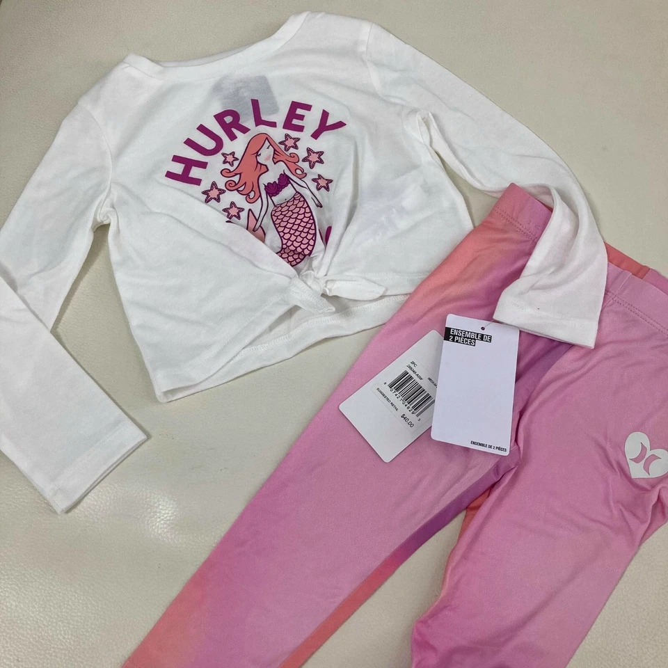 Hurley MERMAID Lovers Manga Larga ROSA Pantalones Conjunto 2302 Foto 4 de 4