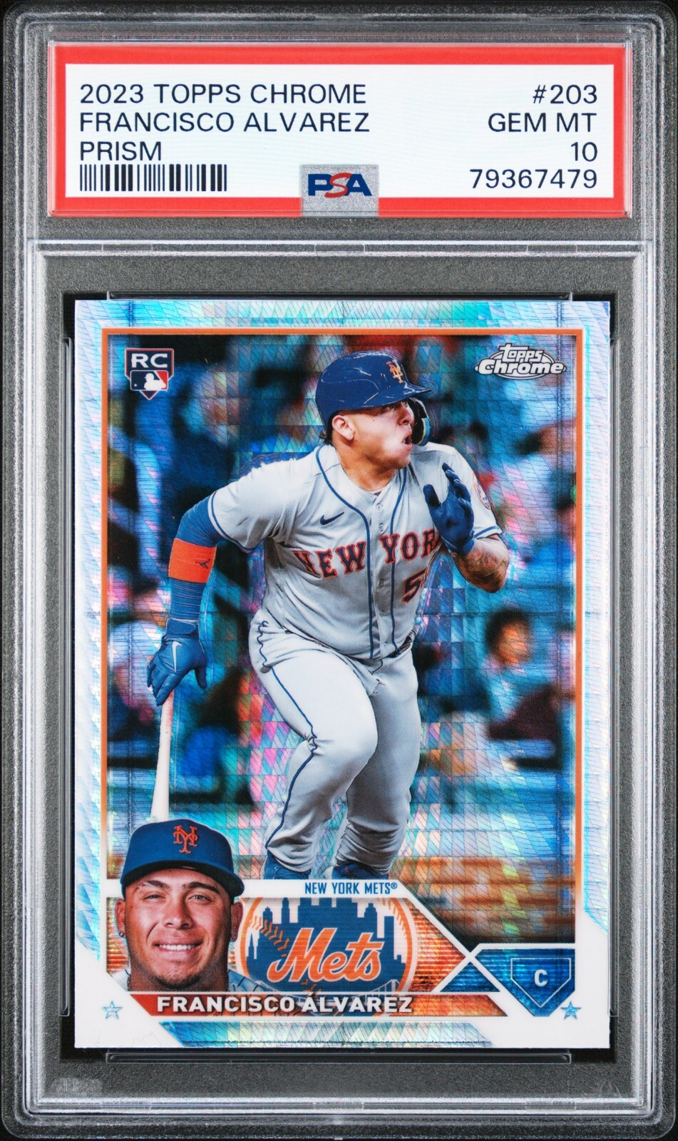 Francisco Alvarez Mets 2023 Topps Chrome Prism Refractor Rookie PSA 10 Gem Mint