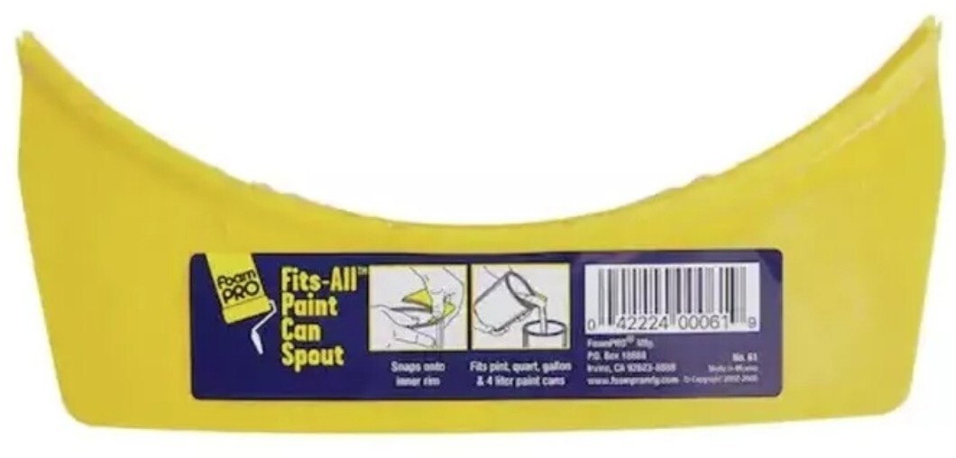 FoamPro 61 FitsAll Snap On Yellow Plastic Paint Can Pour Spouts