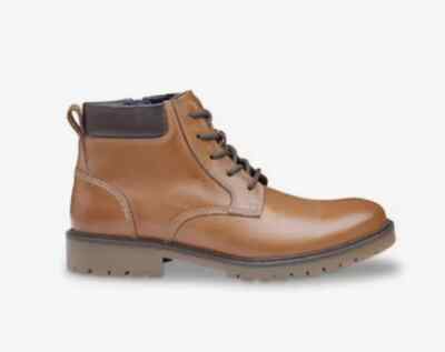 JONHSON & MURPHY boots Patterson Brown genuine Leather Lace Up Boy's youth 4M
