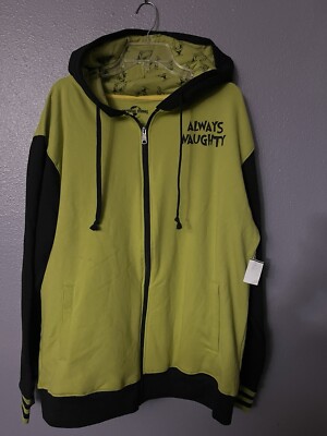 Universal Studios The Grinch ALWAYS NAUGHTY Hoodie Jacket XL NEW