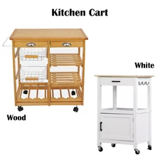 Kitchen Cart Island Rolling Home Dining Wooden Trolley Storage Modern Cabinet