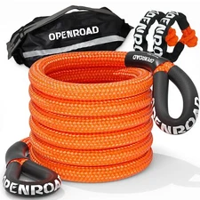 30ft Kinetic Recovery Tow Rope 36000lbs Heavy Duty Energy Rope W/ 2 Soft Shackle