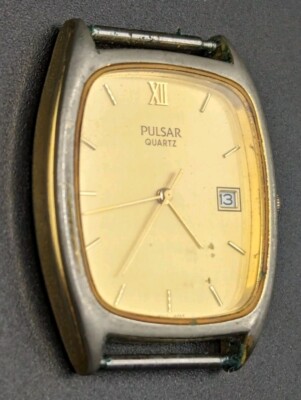 Vintage Pulsar V722-X001 Quartz Watch Gold Dial WORKING -- Needs
