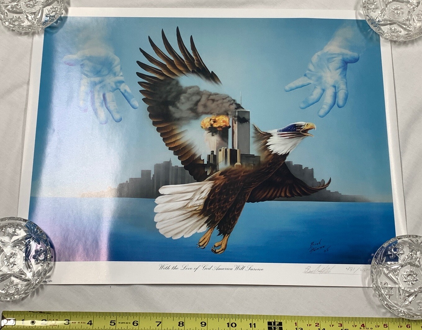 Signed 911 Art Twin Towers /2500