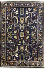 Traditional Oriental Rug Dark Navy Floral Farmhouse Home Office Carpet 6X9 ft