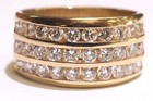 14k Yellow gold 1.30CT 3 Row VS2 G diamond anniversary wedding band ring 6.7g — photo 9
