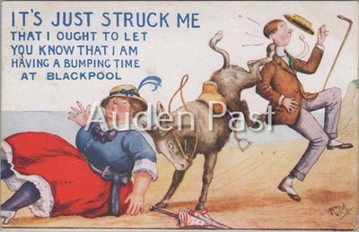 Humorvolle Blackpool Donkey Kick Comic Postkarte Corona Verlag 1917 verschickt
